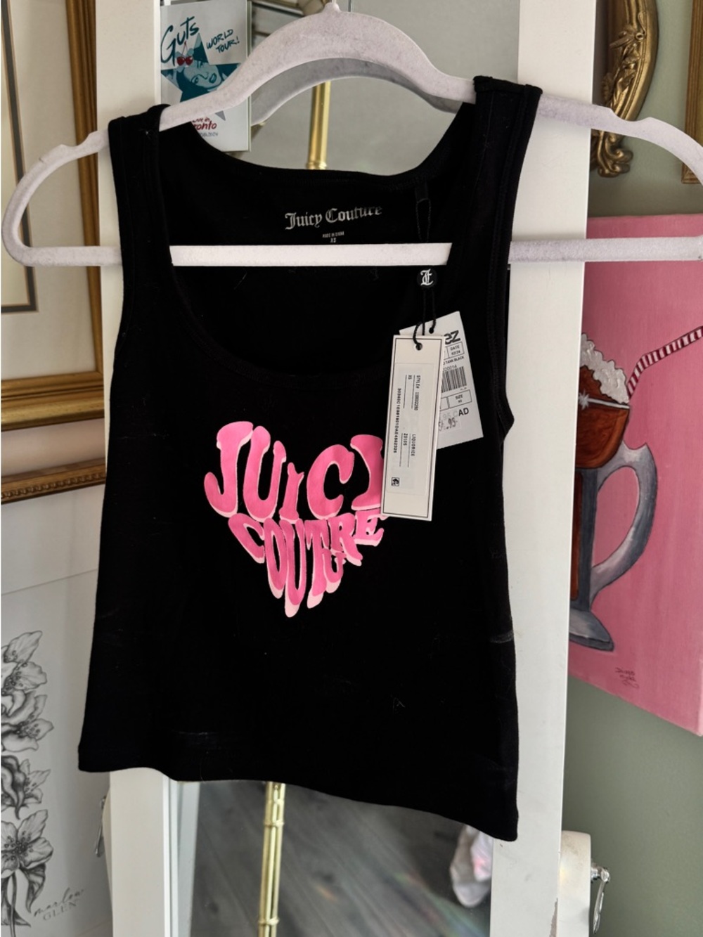 Juicy Couture Black Tank with Pink Heart Logo